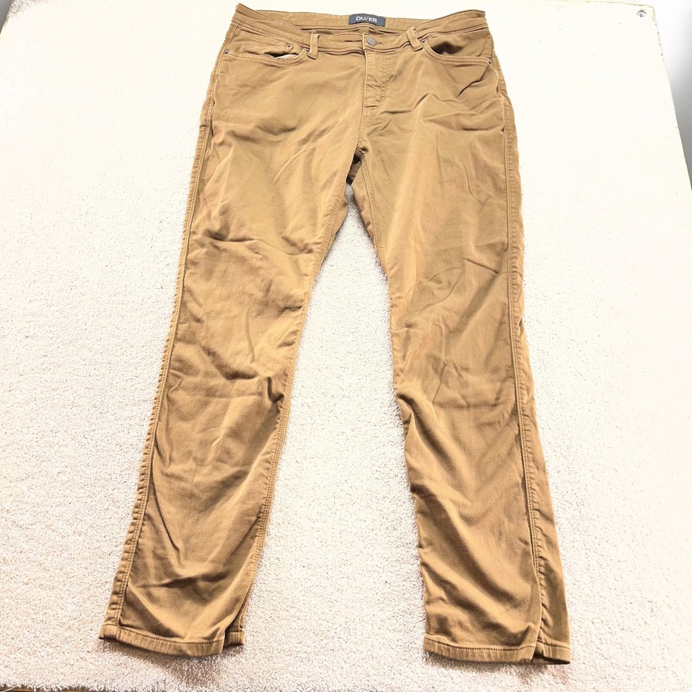 DU/ER‎ N2X Relaxed Taper Pants Mens 38x32 Brown High Stretch Performance Chino